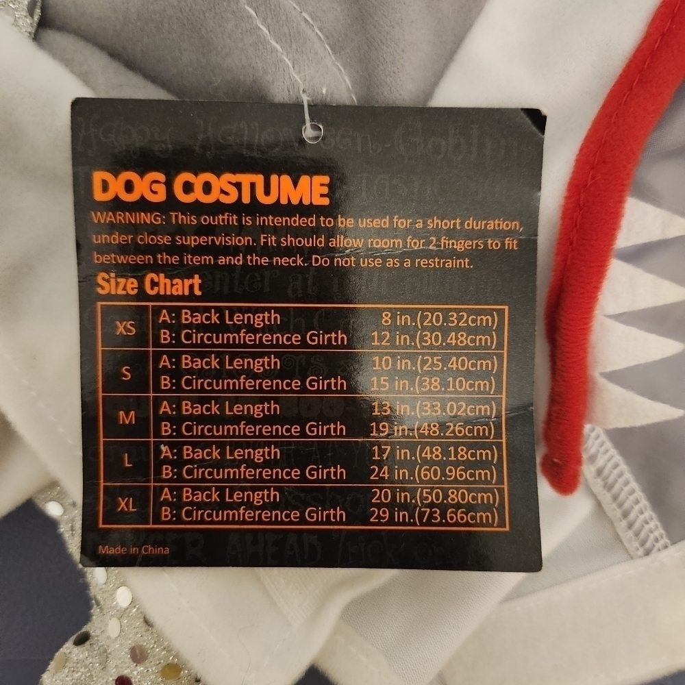 Pet Halloween Costume Shark Size Small NWT - Picture 5 of 6